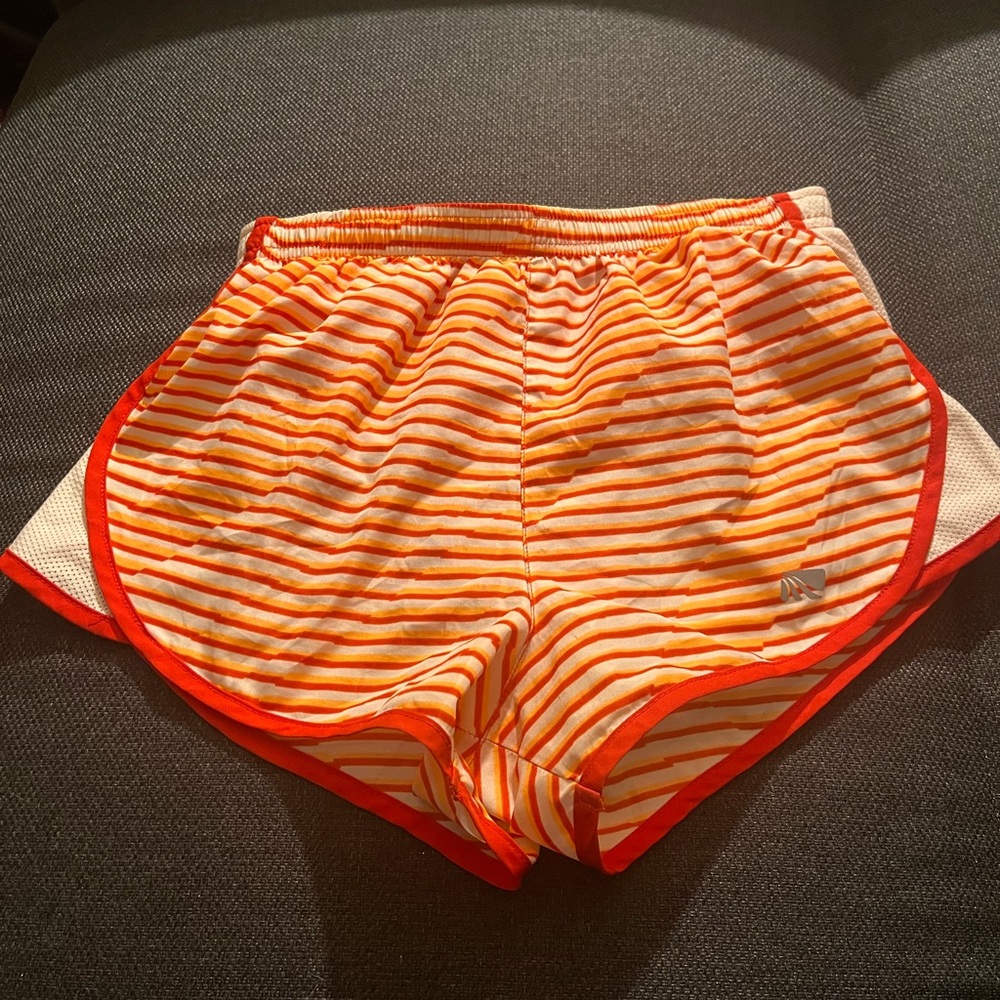 Marikatek Red, Orange & White Striped Athletic Shorts